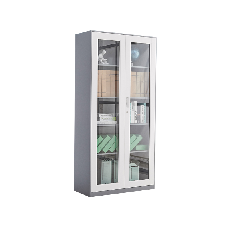 悦山文件柜 通玻5层凭证柜900*400*1850mm*1台 浅灰+白