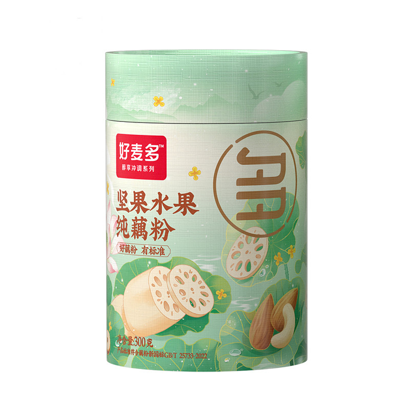 好麦多 坚果水果纯藕粉300g 早餐代餐冲饮即食纯藕粉（单位：罐） 绿色