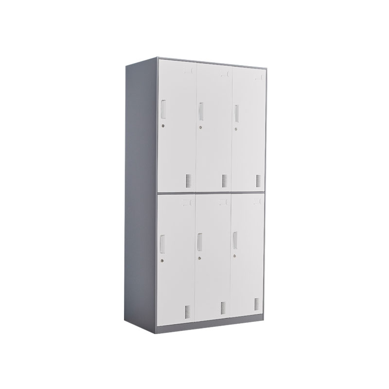 悦山钢制更衣储物柜 六门更衣柜 900*400*1850mm*1台 浅灰套白色