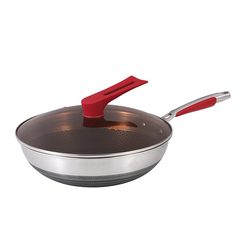 康巴赫鸿运316L双面屏蜂窝旗舰款炒锅KGM-C32T（单位：个） 不锈钢色