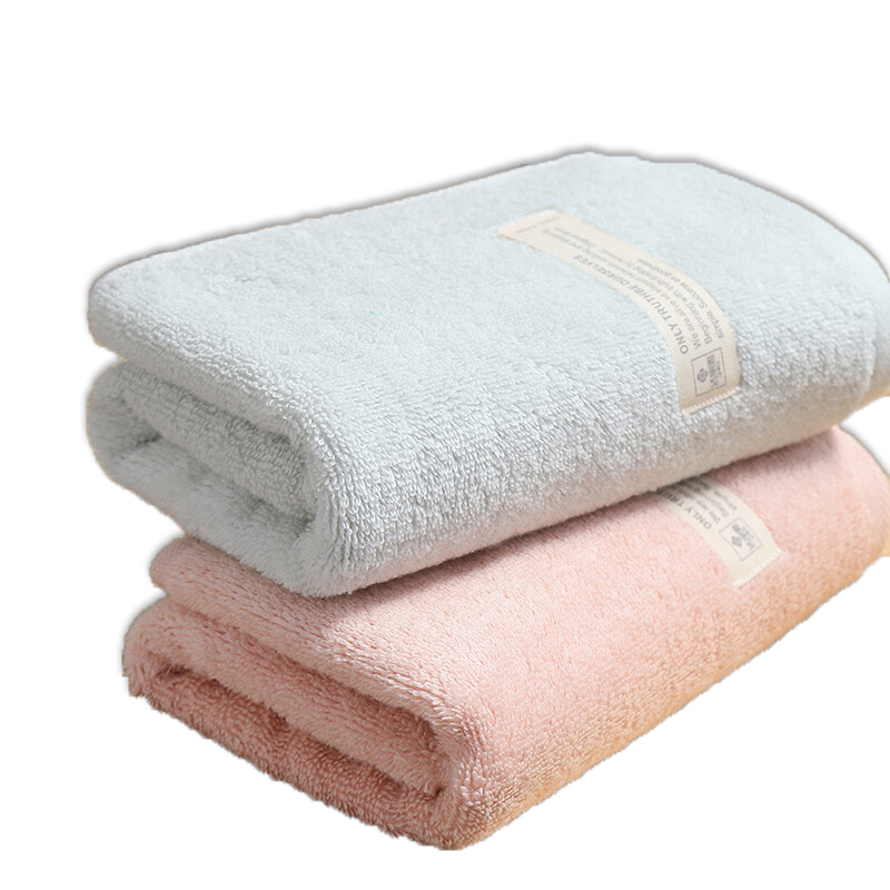 洁丽雅（Grace）新疆长绒棉A类毛巾2条装 纯棉加厚柔软面巾吸水洗脸巾 樱粉+素绿