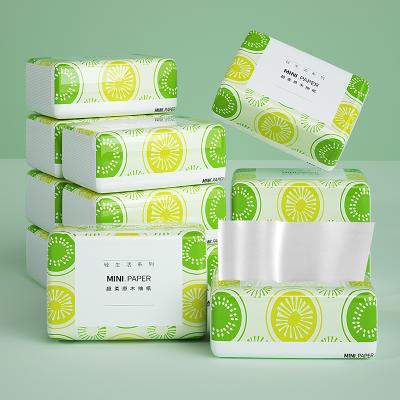 凝点原木抽纸批发酒店商用卫生纸实惠装家用餐巾纸水果 凝点清新水果抽取式面巾纸（6包）