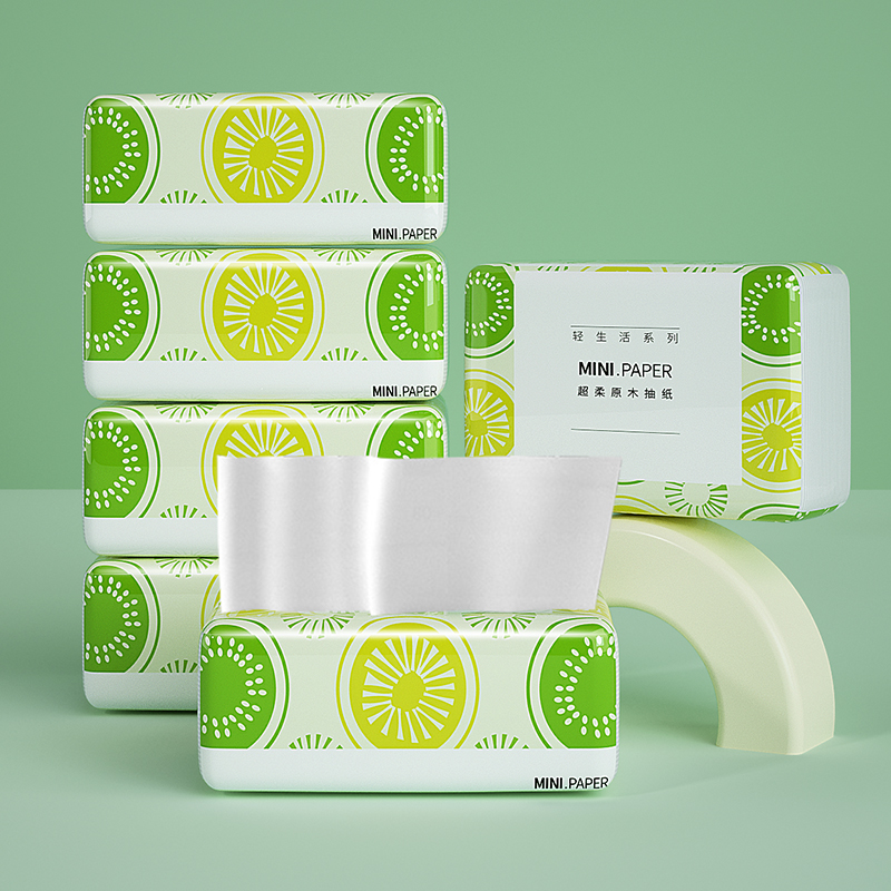凝点原木抽纸批发酒店商用卫生纸实惠装家用餐巾纸水果 凝点清新水果抽取式面巾纸（8包）