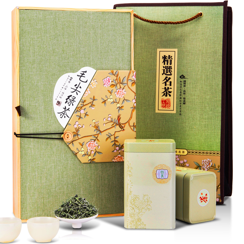 茗山生态茶 毛尖绿茶 2022年新茶 浓香型旗袍茶叶礼盒装250g 单位：盒 绿色