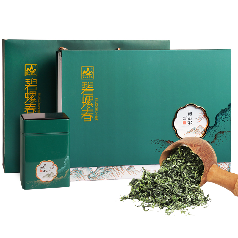 茗山生态茶 碧螺春茶明前绿茶 茶叶礼盒4罐装共500g  单位：盒 绿色