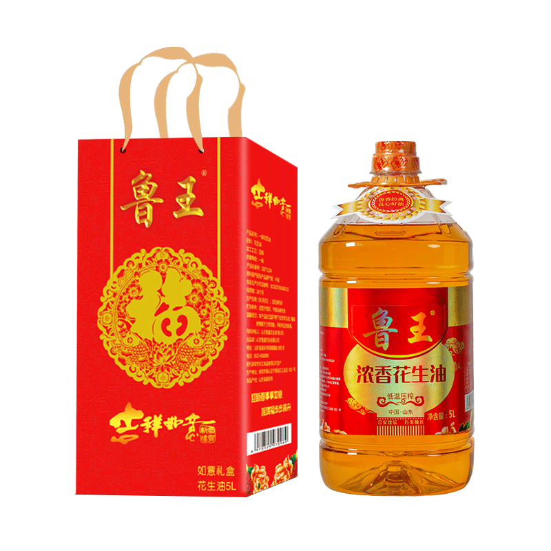 鲁王浓香花生油如意礼盒 拿铁色 5L**1