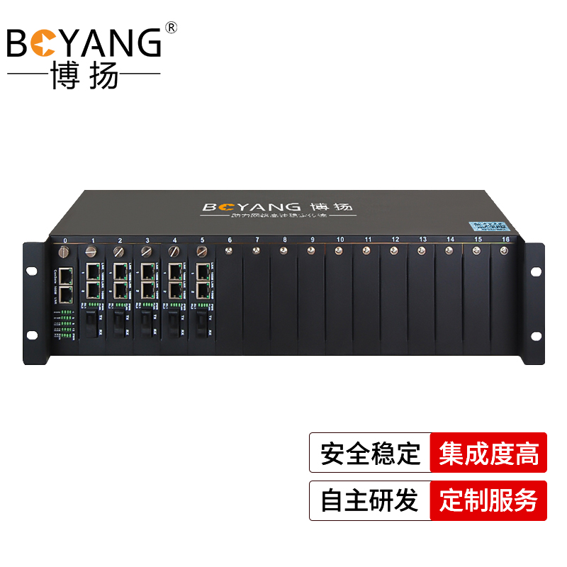 博扬（BOYANG）BY-17 2U光端机机箱可插17卡槽220V供电 双电源保护 1台 黑色