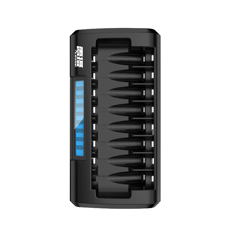 雷摄 LEISE LS-C818A八槽智能液晶显示快速独立充电器适用：5号7号镍氢充电电池1-8节随意充电 套 黑色 黑色