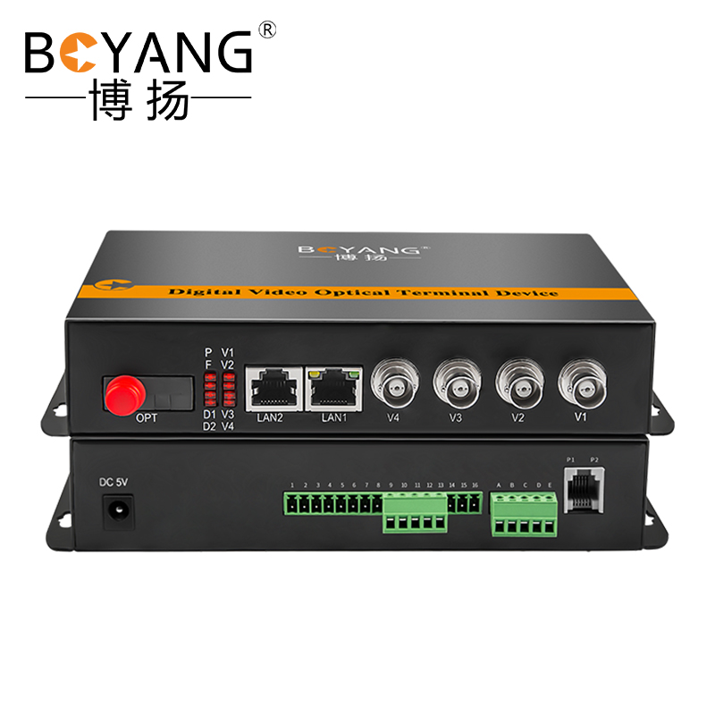 博扬 综合业务电话光端机 1路电话+1路网络+2路双向视频+1路双向音频+RS232双向数据 一对BY-2V1ER 黑色