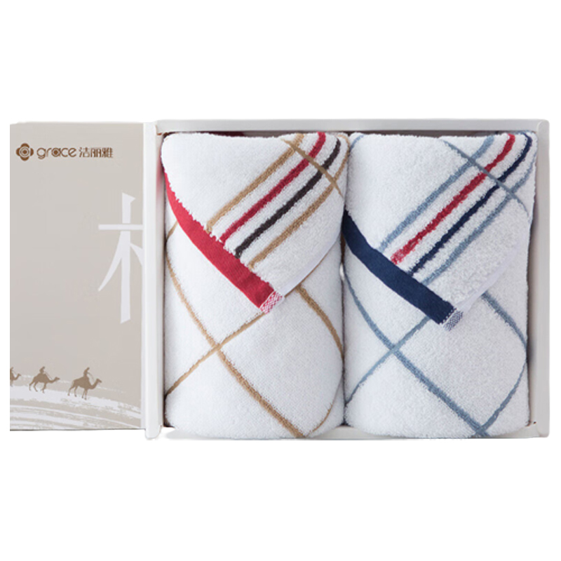 洁丽雅（Grace）条格两条装条格-2  34*76（单位：条） 白蓝，白红