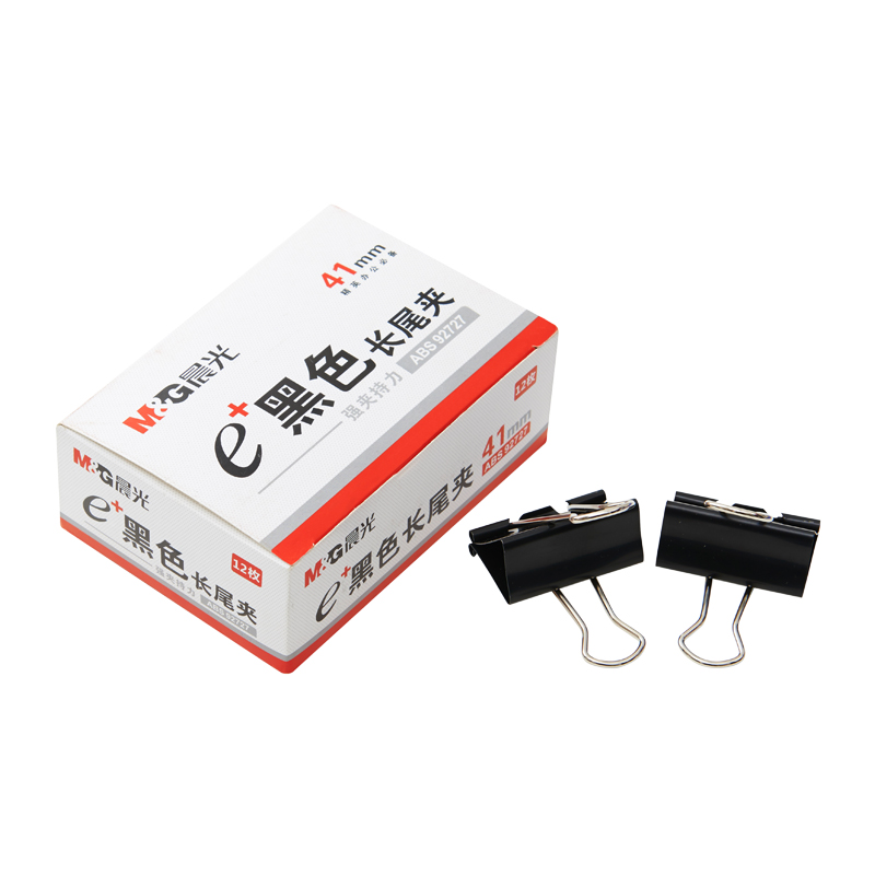 晨光（M&G） ABS92727 Eplus金属票据夹中大号燕尾夹41mm（盒装）12只/盒 5盒装 黑色
