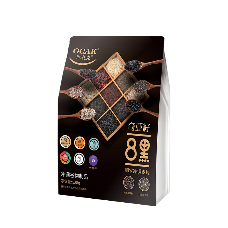 欧扎克 奇亚籽8黑麦片528g 1袋