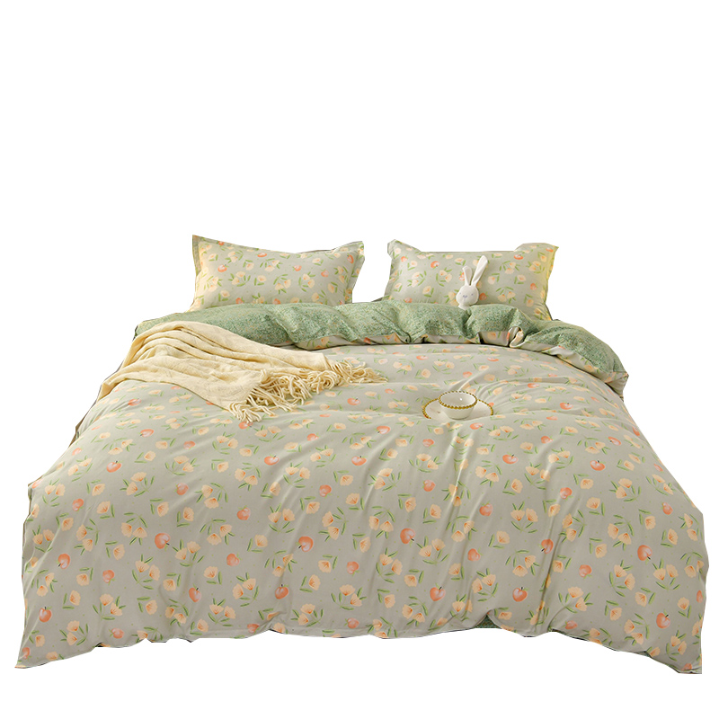 雅鹿YLT2203被套 200*230cm 床单 230*230cm枕套 48*74cm*2活性印花四件套（单位：床） 花晴