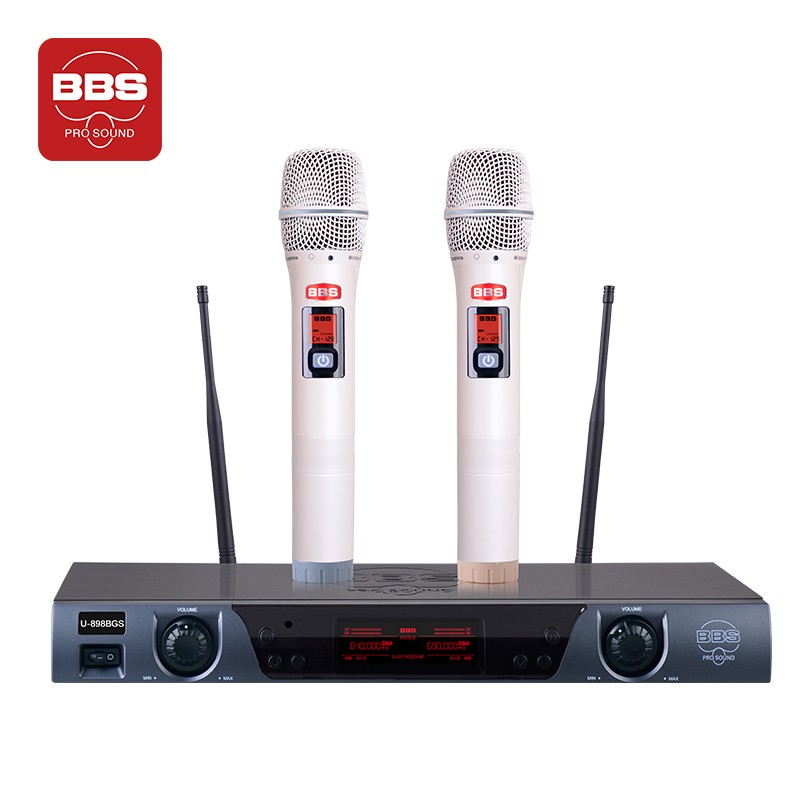 BBS 无线话筒一拖二专业教学专用演出麦克风舞台主持KTV卡拉OK家用K歌接收器手持 U-898 套 白色