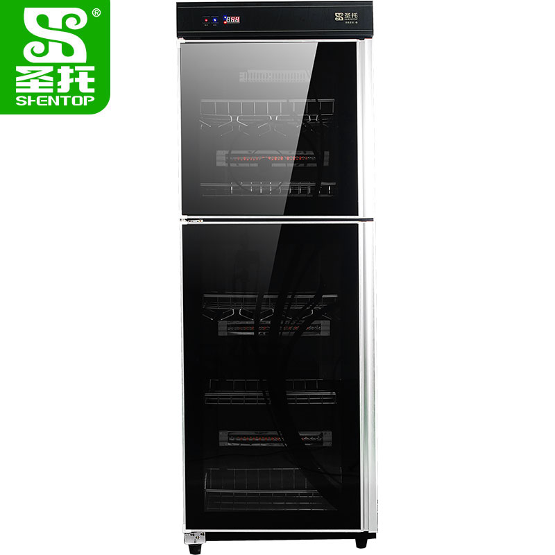 圣托（Shentop）商用大容量酒店用臭氧红外线保洁柜 380L双门低温触屏餐具消毒柜 DAA06 一台 黑色
