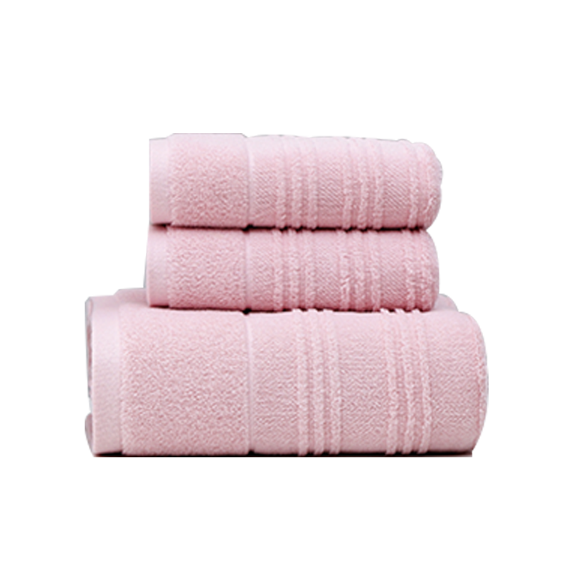 洁丽雅（GRACE）浴巾三件套袋装 1条浴巾2条面巾 经典全棉优品-6B（单位：包） 粉