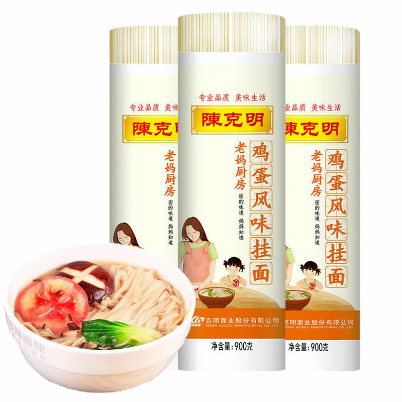 陈克明 老妈厨房鸡蛋风味挂面 900g*3筒 白色