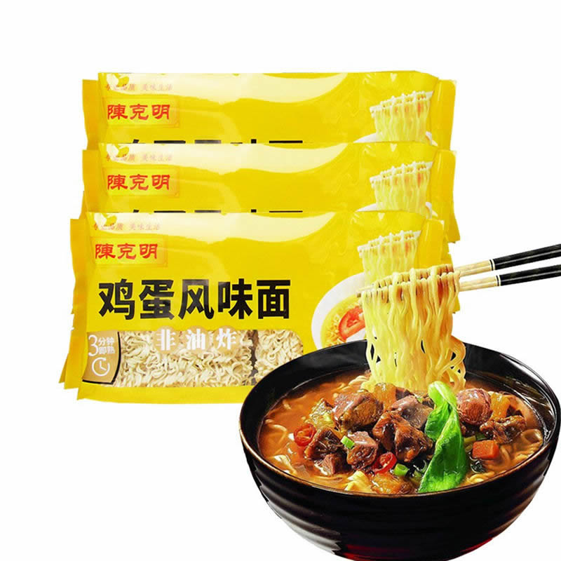 陈克明 非油炸鸡蛋风味波纹面 500g*3包 黄色