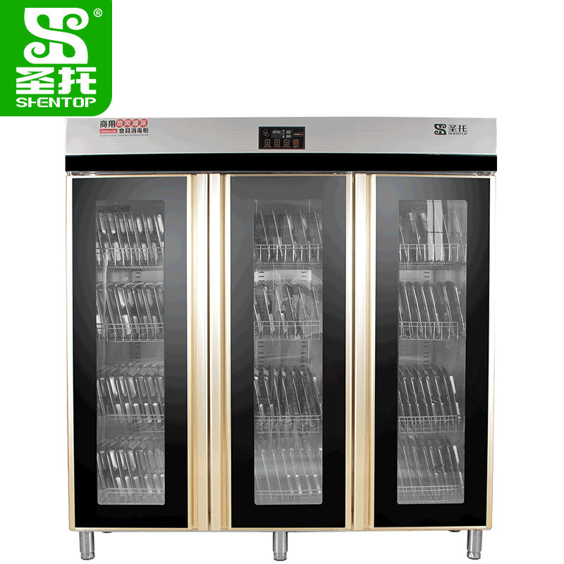 圣托（Shentop）1500L密胺消毒柜 三门大容量酒店餐具 工程消毒碗柜 DAB04 一台 不锈钢色