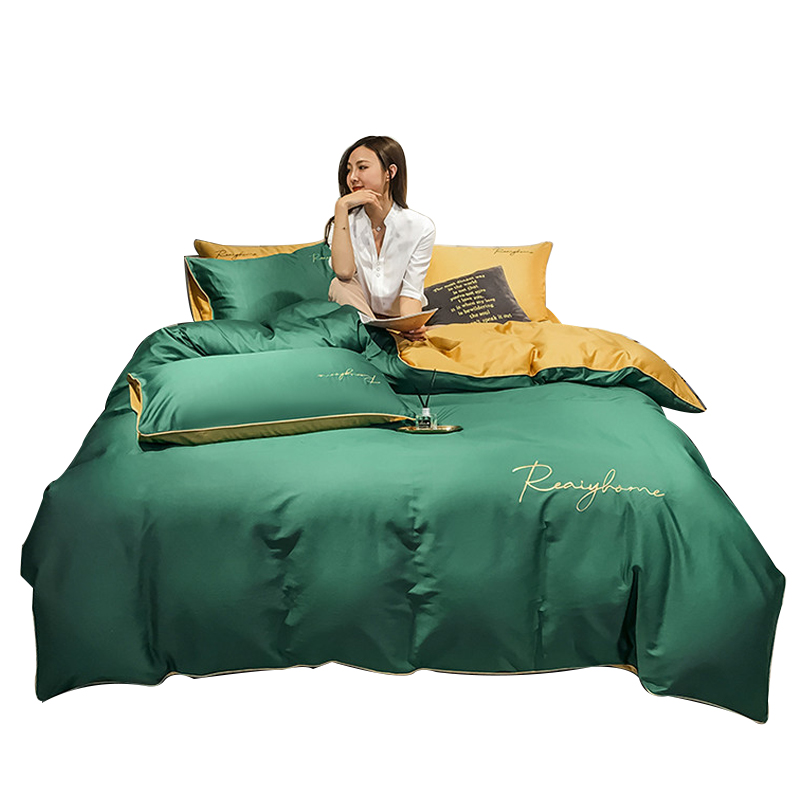 三极 TP2750  60支长绒棉四件套  床笠款  适用于1.5米床  单位：套 墨绿姜黄