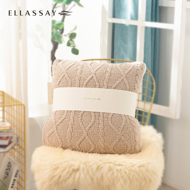 歌力思（ELLASSAY） 创意针织抱枕毯 抱枕毯（单位：床） 浅杏