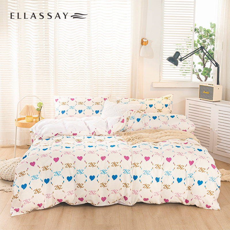 歌力思（ELLASSAY） 爱心全棉双层纱四件套（单位:套）200*230 粉色