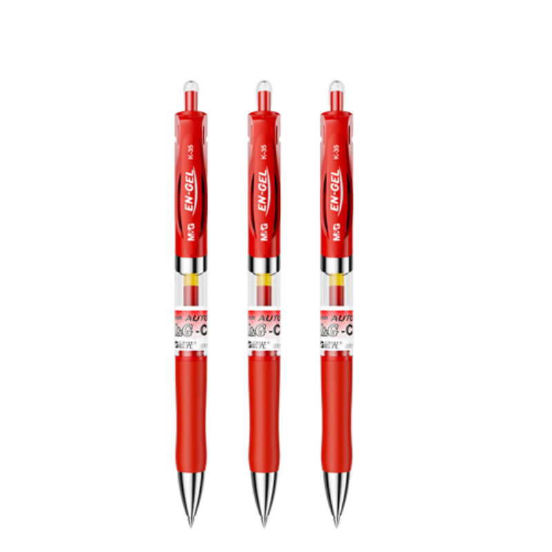 晨光(M&G)文具K35/0.5mm红色中性笔 按动签字笔 经典子弹头红色水笔 12支 盒 红色