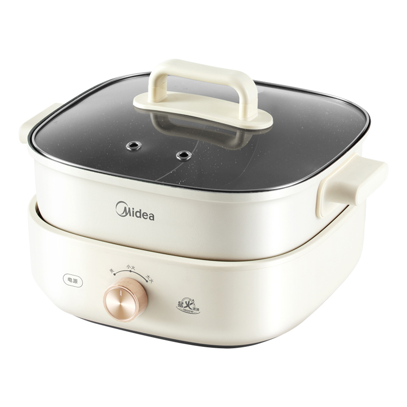 美的（Midea）HGS303002电火锅 多功能锅 6L 可拆鸳鸯锅（单位：台） 白色