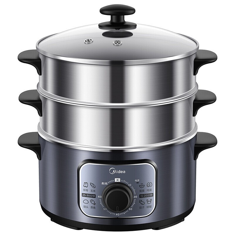 美的（Midea） 电蒸锅 MZ-ZG26EASY401 三层 10L 不锈钢机身（单位：台） 不锈钢色