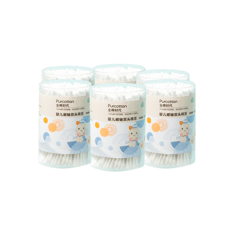 全棉时代婴儿棉签水滴+螺旋双头细轴棉棒 6筒（单位：筒） 白色