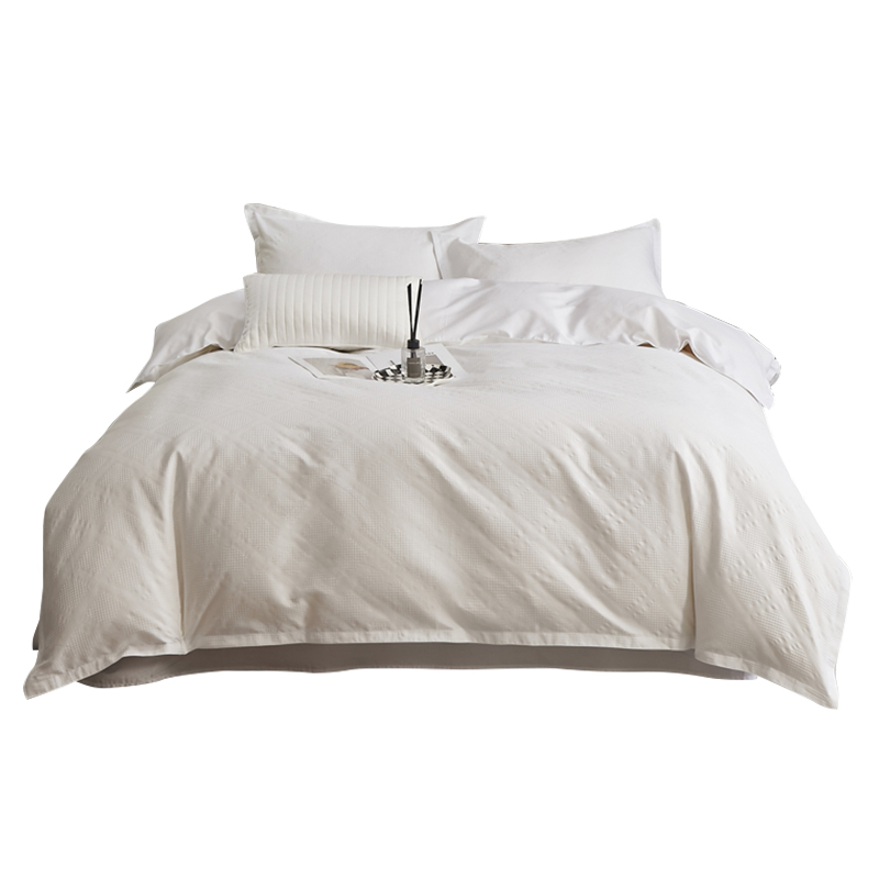 三极&nbsp;TP2752&nbsp;60支全棉提花刺绣飞边四件套 单位：套 华夫格(白) 适用于1.5米床