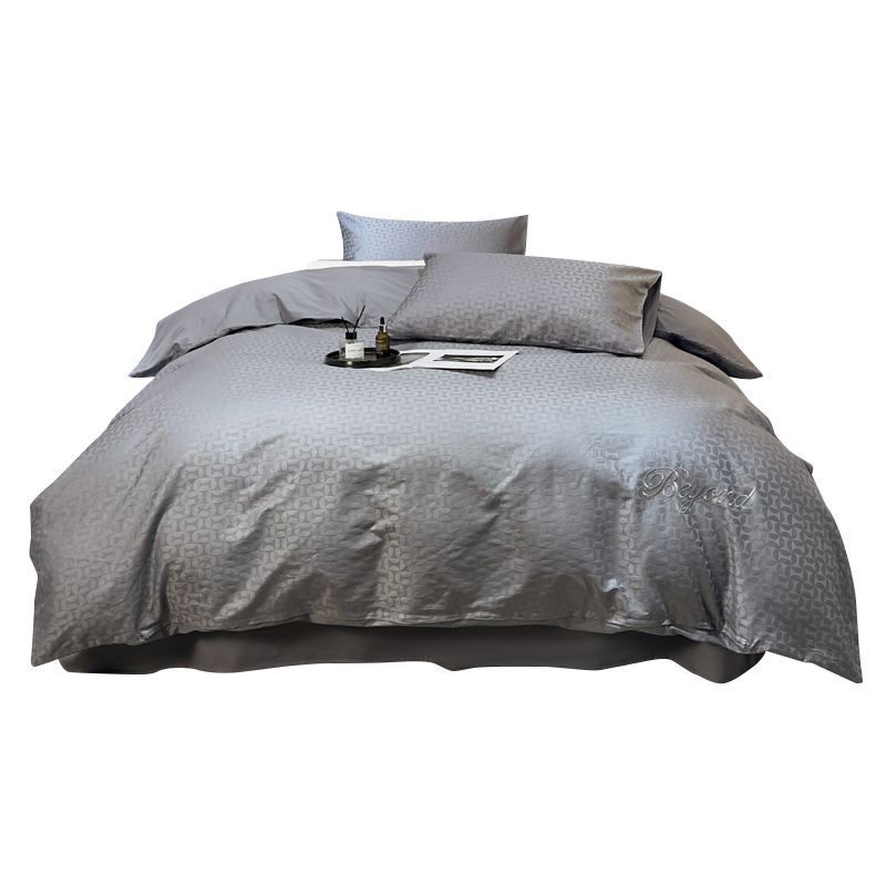 三极&nbsp;TP2752&nbsp;60支全棉提花刺绣飞边四件套 单位：套 风车花(烟灰) 适用于2米床