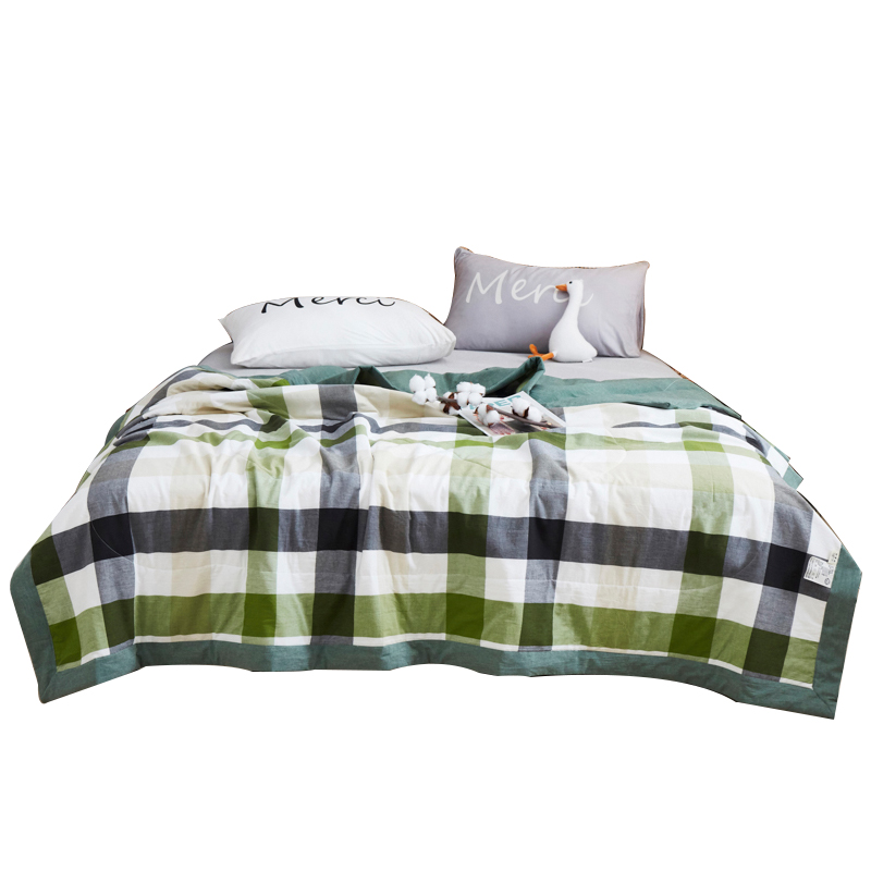 三极&nbsp;TP2801&nbsp;&nbsp;亲肤化纤水洗棉夏被  单位：条 绿中格 150*200cm