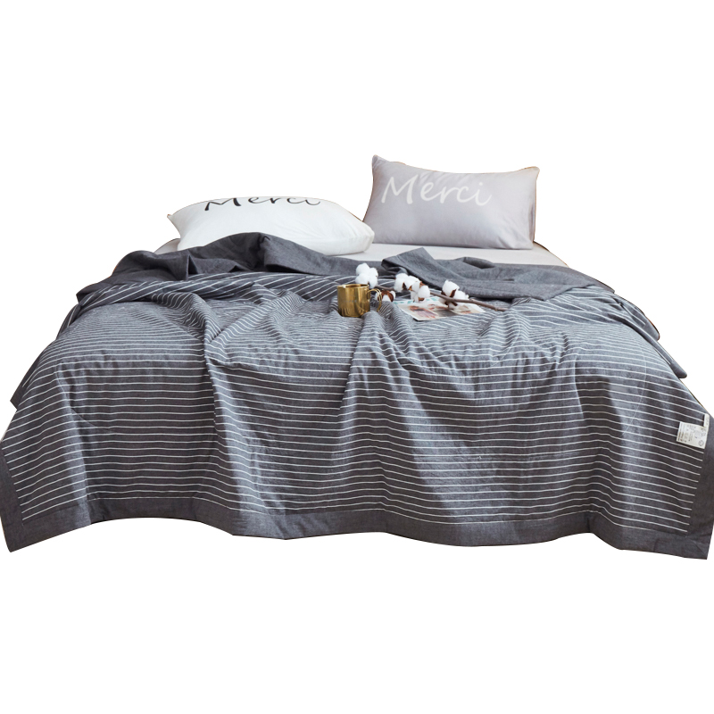 三极&nbsp;TP2801&nbsp;&nbsp;亲肤化纤水洗棉夏被  单位：条 黑白灰条 150*200cm