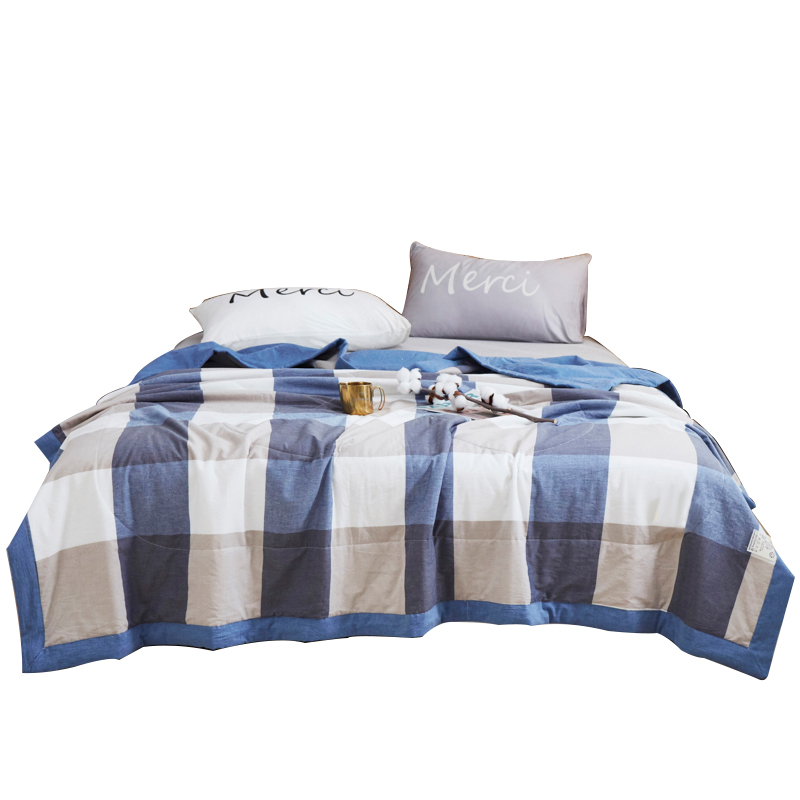 三极&nbsp;TP2801&nbsp;&nbsp;亲肤化纤水洗棉夏被  单位：条 蓝大格 150*200cm