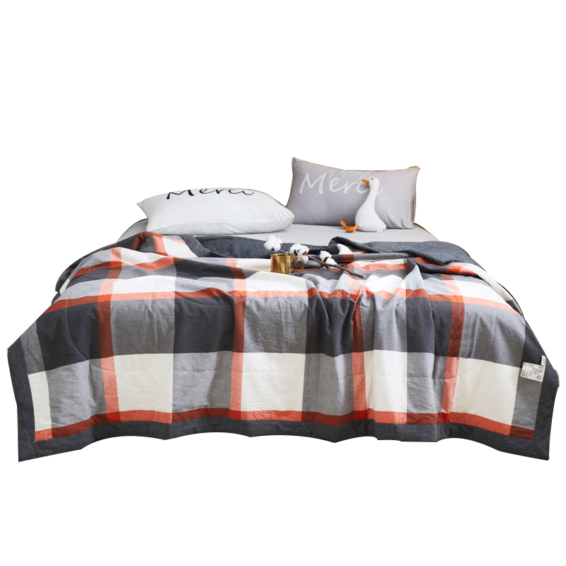 三极&nbsp;TP2801&nbsp;&nbsp;亲肤化纤水洗棉夏被  单位：条 灰白格 200*230cm