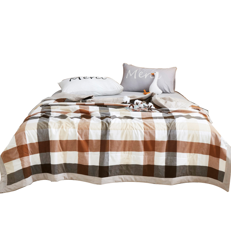 三极&nbsp;TP2801&nbsp;&nbsp;亲肤化纤水洗棉夏被  单位：条 咖中格 200*230cm