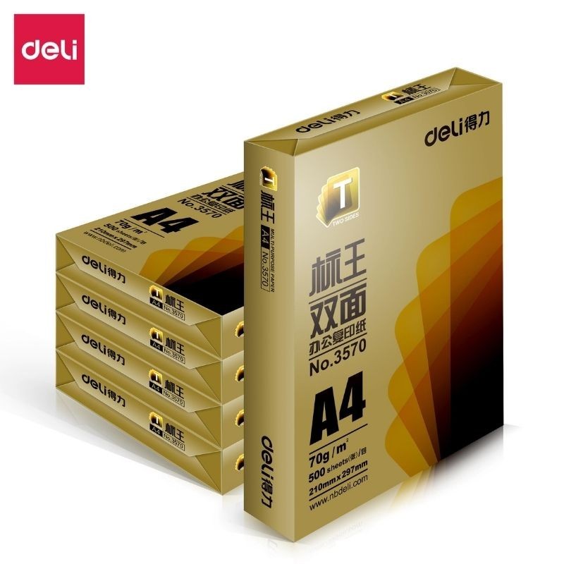 得力3581标王双面复印纸打印纸合同标书纸  (A4-80g-5包)(包) 一箱 （2500张） 白色