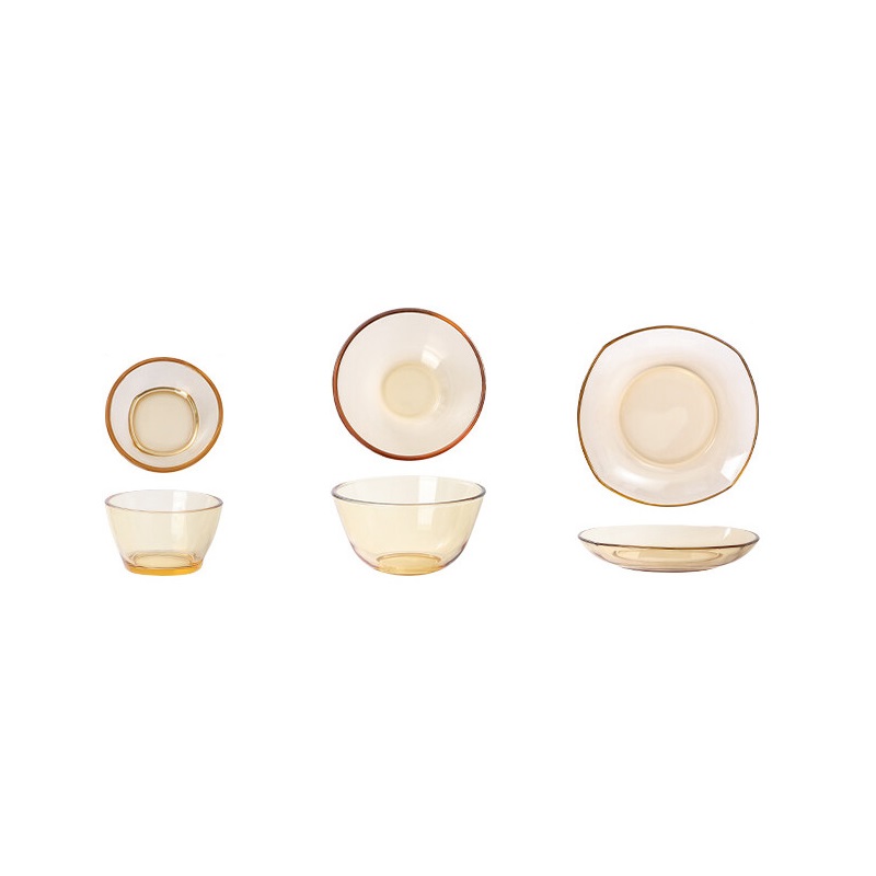 美厨轻奢琥珀色高硼硅耐热餐具套装9件套MCTZ0767 琥珀色