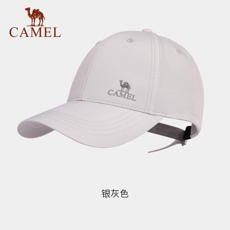 骆驼（CAMEL）鸭舌帽男女宽檐遮阳帽防晒棒球帽 133BARC017顶 银灰色