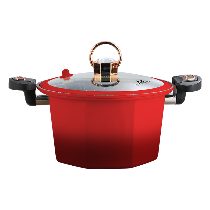英麦斯  八角微压不粘料理锅YST221326  个 红色/浅绿