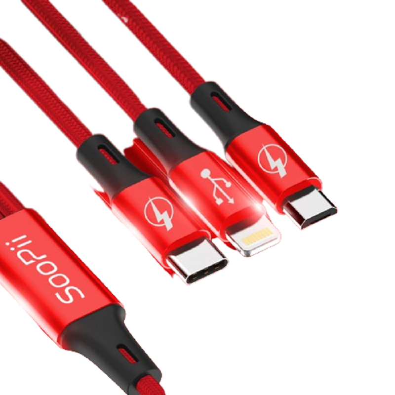 SooPii 苹果 Type-c 安卓三合一快充数据线s07 个 红色