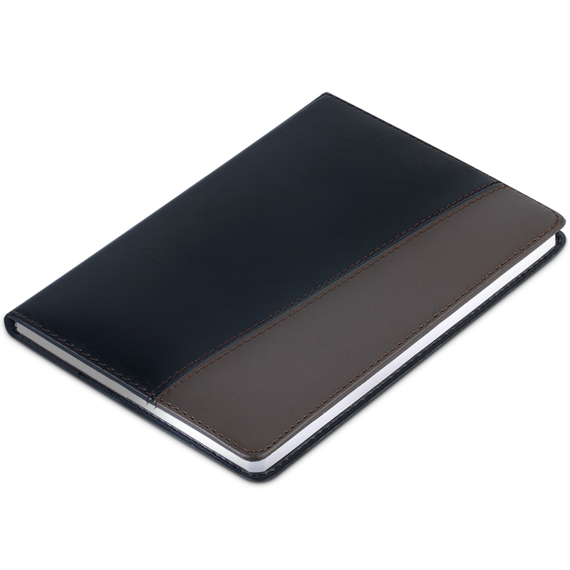 得力(deli)25K120张时尚撞色商务皮面本 会议记事本日记本笔记本子文具办公用品 7911 本 黑色