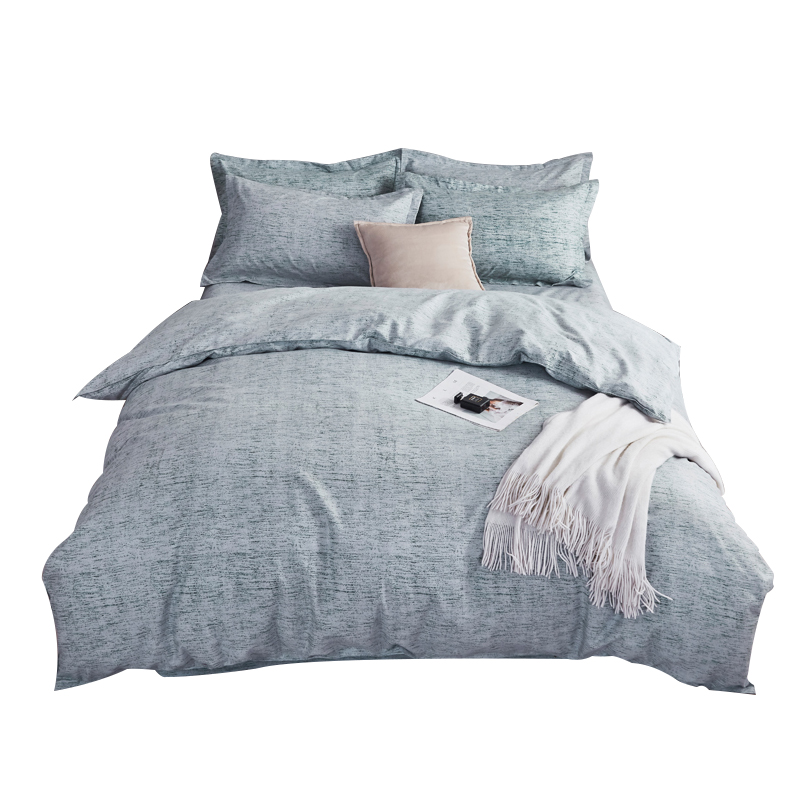 花花公子生态洛卡棉四件套-色织生活 浅蓝色