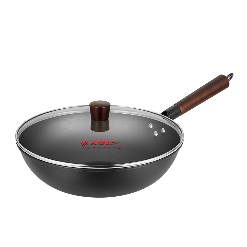 炊大皇韵味不锈精铁炒锅32cmKA60594（带盖） 黑色