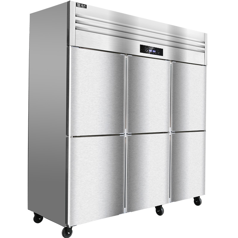 圣托（Shentop）冷藏冷冻双温立式冷柜 厨房冷藏柜保鲜展示柜 六门冰柜商用大型冰箱 STLN-GS36（单位：台） 不锈钢色