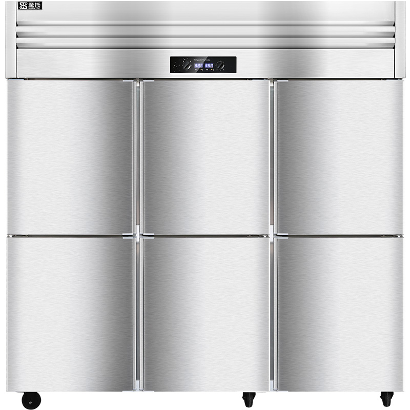 圣托（Shentop）厨房冰柜立式冷冻柜 酒店饭店六门冰箱商用 不锈钢全冷冻保鲜展示柜 STLN-GD36（单位：台）） 不锈钢色