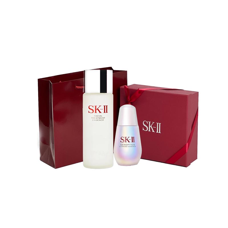 SK-II化妆品护肤品套装 神仙水230ml+美白小灯泡l精华液30ml 本白色