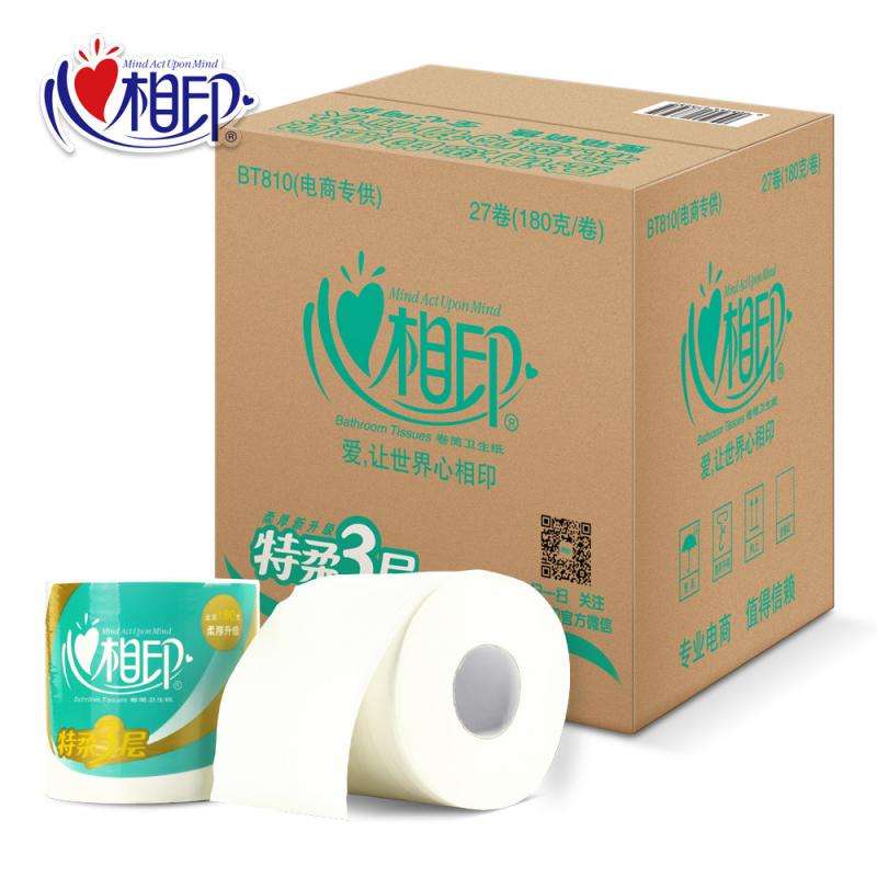 心相印（Mind Act Upon Mind）四层卷筒卫生纸BT810（180克27粒装）箱装（单位：箱）白色