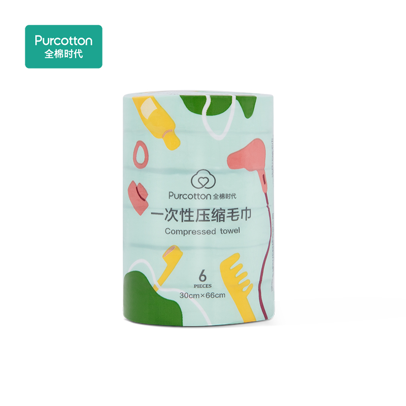 全棉时代全棉一次性压缩毛巾32x66cm，6粒/组P321930500007单位：组 白色